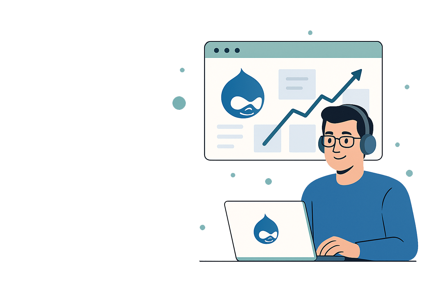 Développeur Drupal en pleine action site vitrine WordPress