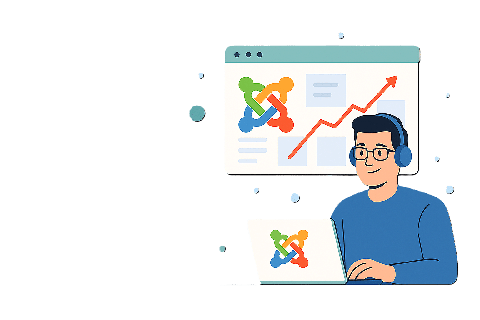 Travailleur numérique avec Joomla! site vitrine WordPress